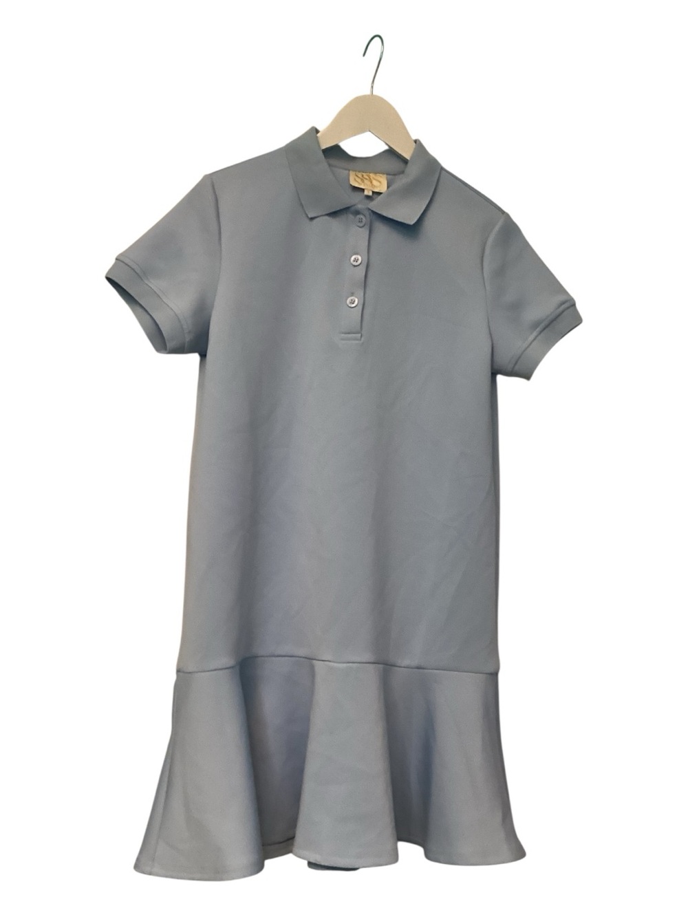 SSYS Margaret Drop Waist Collared Scuba Dress In Light Blue - Picture 3 of 6
